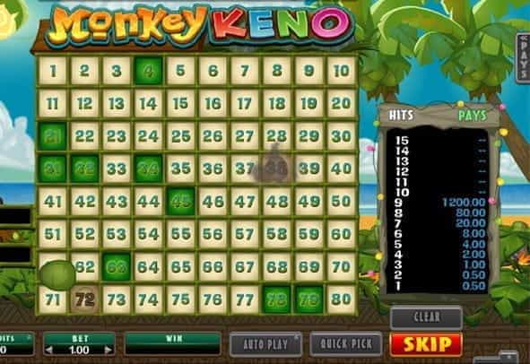Preview image of the game Monkey Keno.