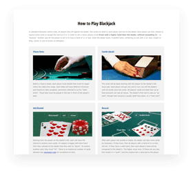 Downloadable sheet detailing all of the basic rules of blackjack covered in the previous sections of this page.