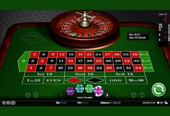 The demo game of Simply Roulette.