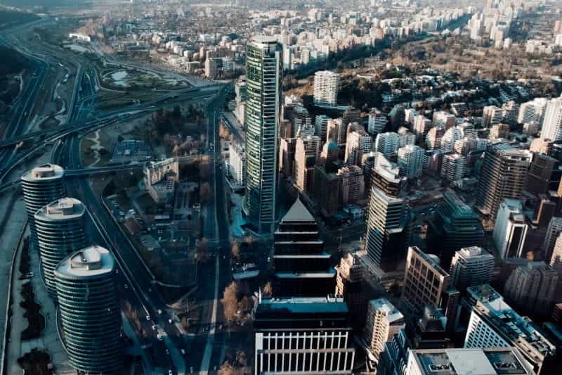 The Chilean city of Santiago.